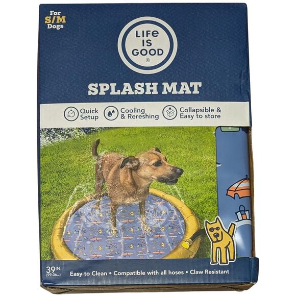 Life Is Good Splash Mat For Small Medium Dogs 39in Cooling Easy Clean Outdoor - Picture 1 of 6